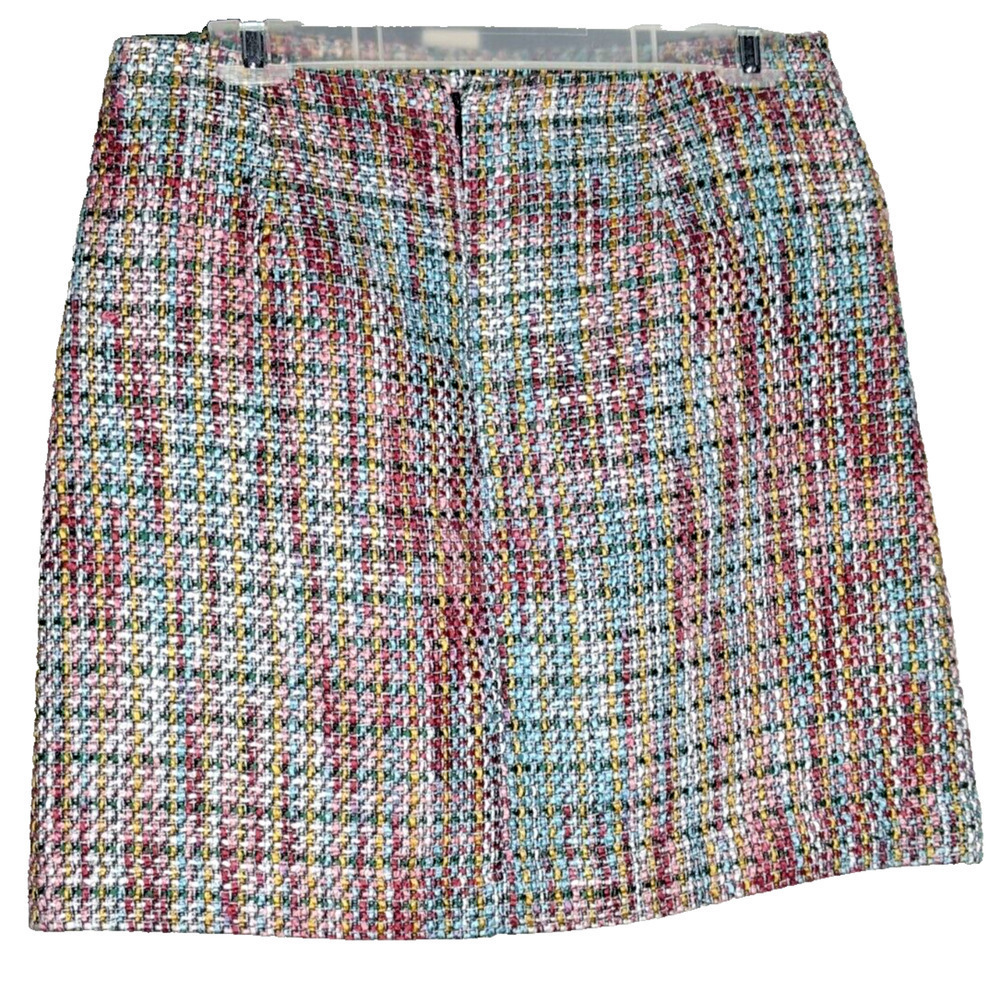 NEW Skirt LOFT Multicolor Tweed Lined Mini Back Zip Front Zip Pockets NEW - Picture 3 of 8